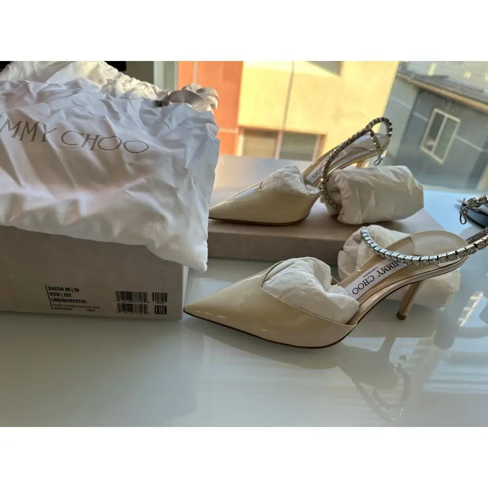 Jimmy Choo Off-White Saeda 85 with Crystal (Size IT 36)